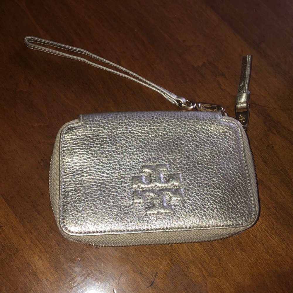 Tory Burch phone wallet wristlet gold